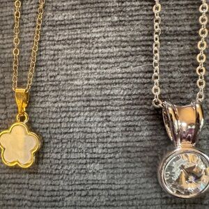 NEW Elegant Gold & Silver Pendant Necklaces.  16 in each w extensions. BEAUTIFUL